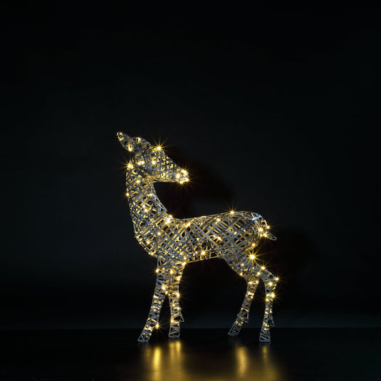 1M Grey Rattan Richmond Deer - 140 LEDs