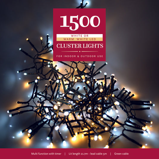 NOMA 1500 Duo Bulb Cluster Lights with Green Cable