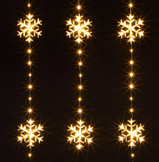 Snowflake Wire Curtain Light - 234 Warm White LEDs