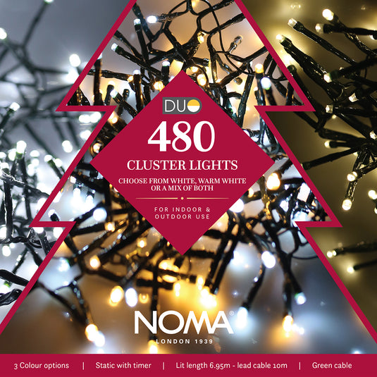 480 Duo Bulb Cluster Lights with Green Cable