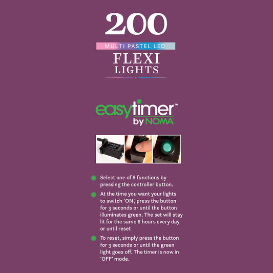 200 Pastel Flexi Wire Lights with Clear Cable
