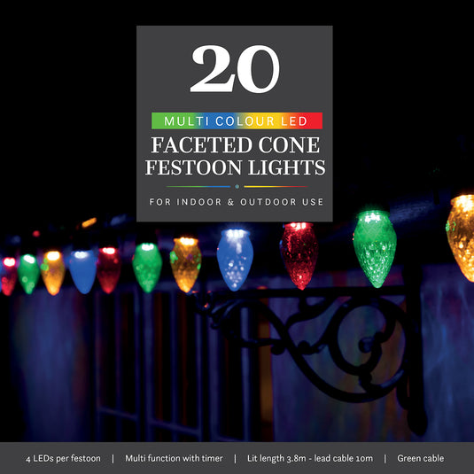 20 Multicolour Large Facetted Cone