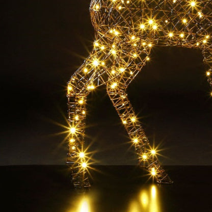 1.3M Brown Wicker Standing Stag with Branch Antlers