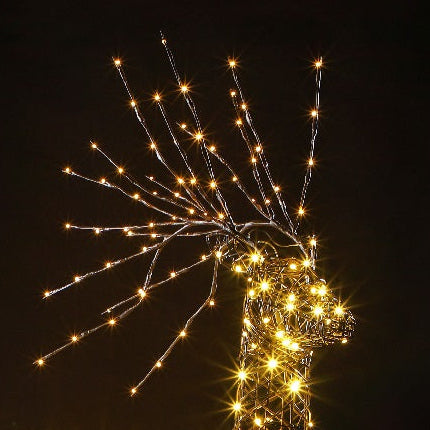 1.3M Brown Wicker Standing Stag with Branch Antlers