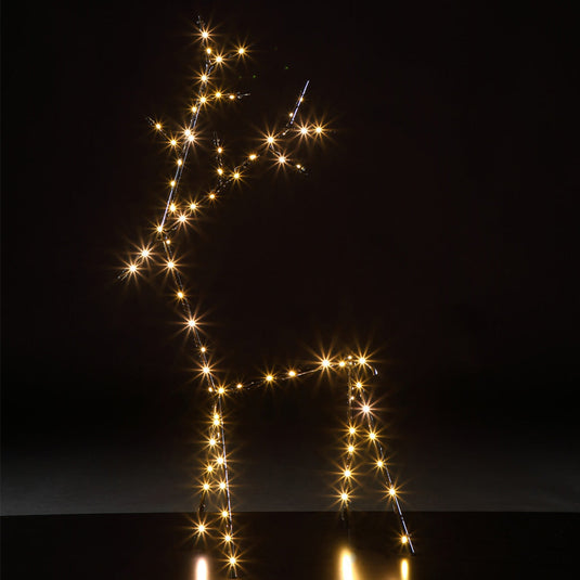 90cm Black Metal Stick Deer - 75 Warm White LEDs