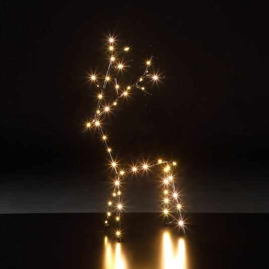 60cm Black Metal Stick Deer - 50 Warm White LEDs