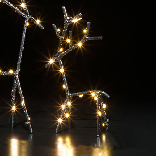 Set of 2 Black Metal Stick Deer - 50 LEDs