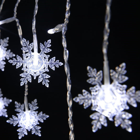 360 White Snowflake Icicle Lights with Clear Cable