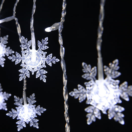 720 White Snowflake Icicle Lights With Clear Cable