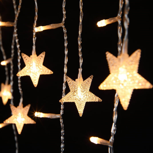 720 Warm White Star Icicle Lights with Clear Cable