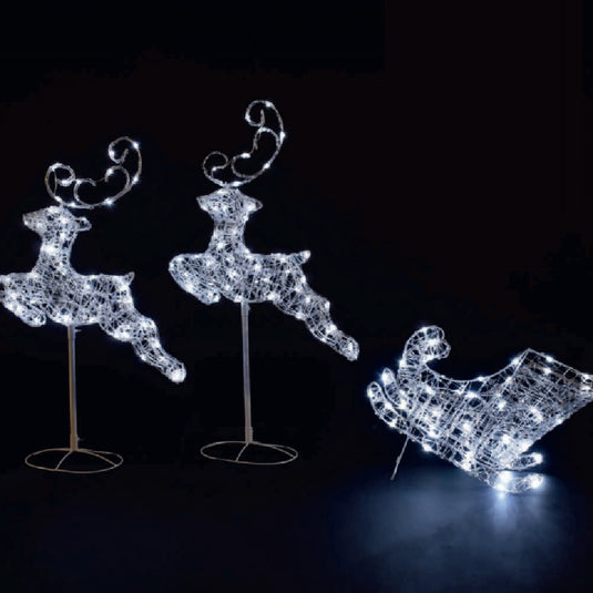 Acrylic Sleigh with 2 Reindeer