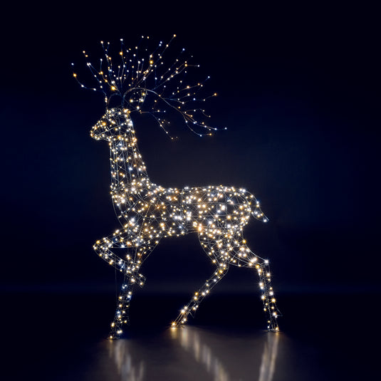 2M Grey Flexi Highland Stag With Branch Antlers