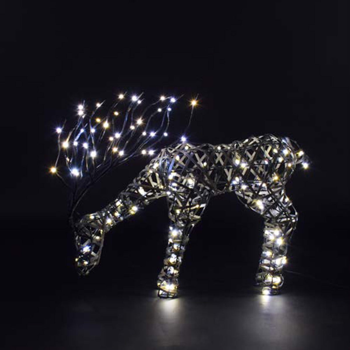 70cm Grey Rattan Tatton Standing Stag with Branch Antlers