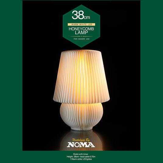 38cm Cream Honeycomb Round Lamp with Globe Light