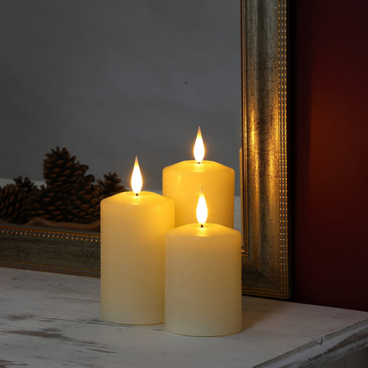 Set of 3 Ivory Pillar Candles