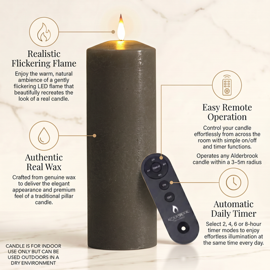 25CM Large Pewter Pillar Candle