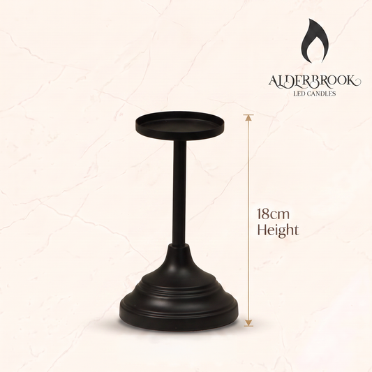 18CM Black Metal Pillar Candle Stick