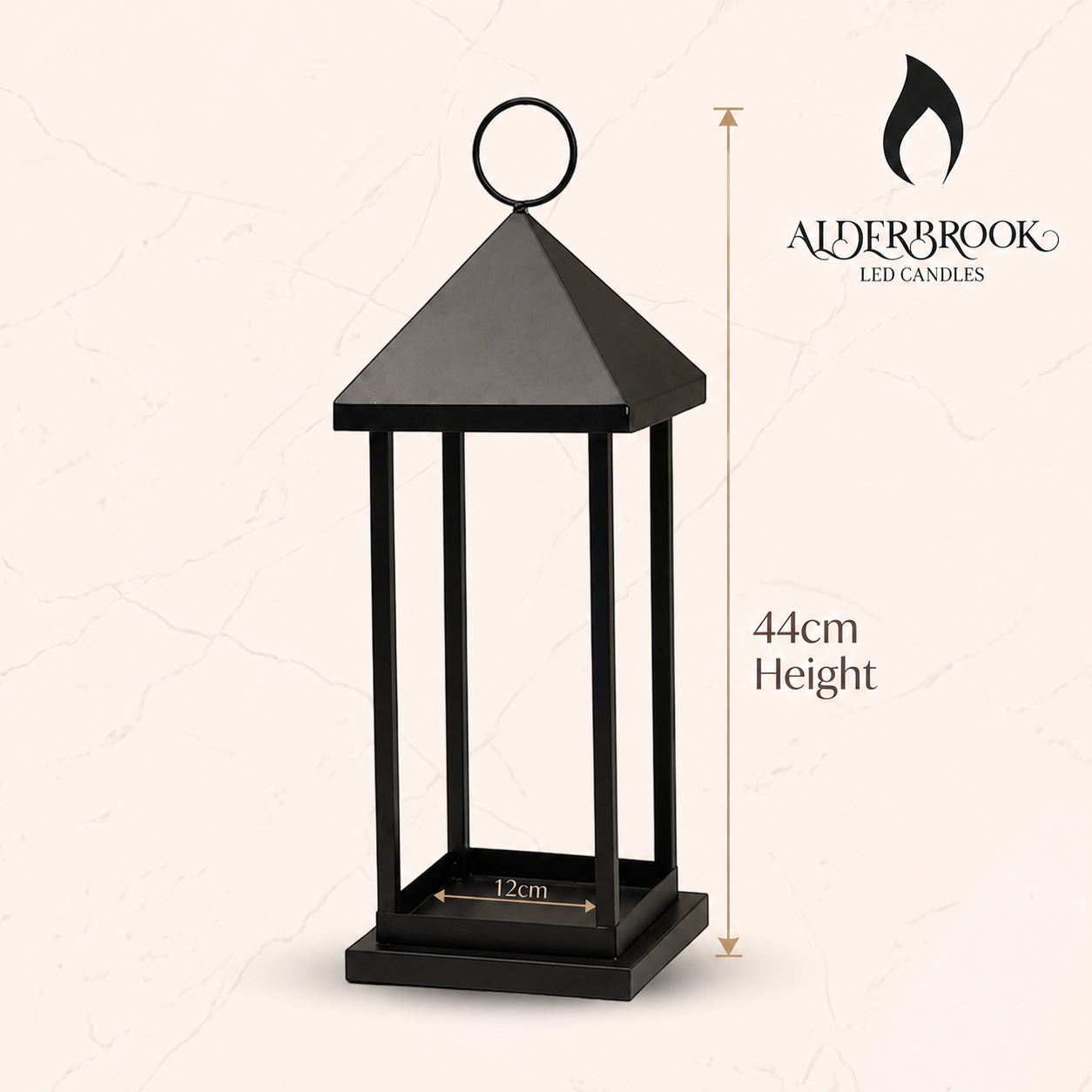 44CM Black Metal Pitched Lantern