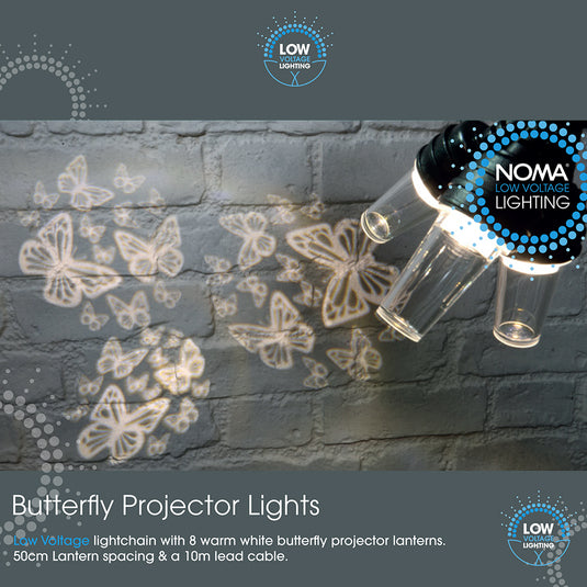 Warm White Butterfly Projector String Lights