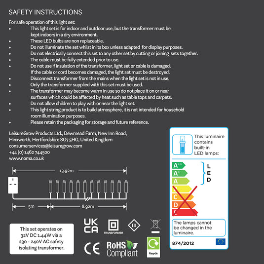 120 White Multifunction String Lights With Green Cable