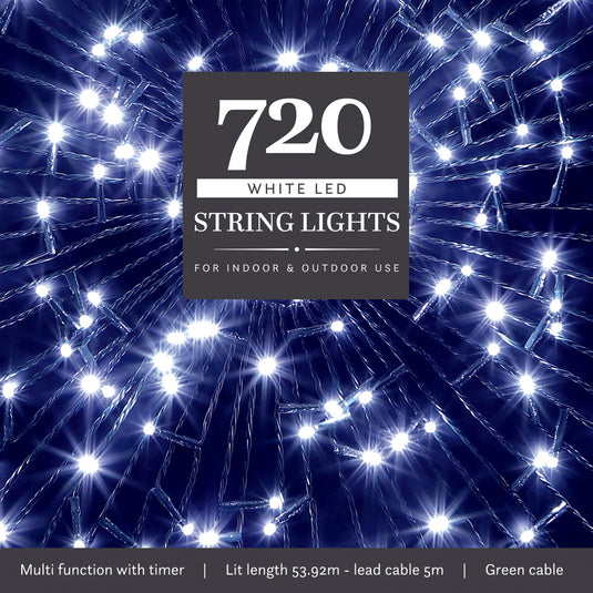 720 White Multifunction String Lights with Green Cable