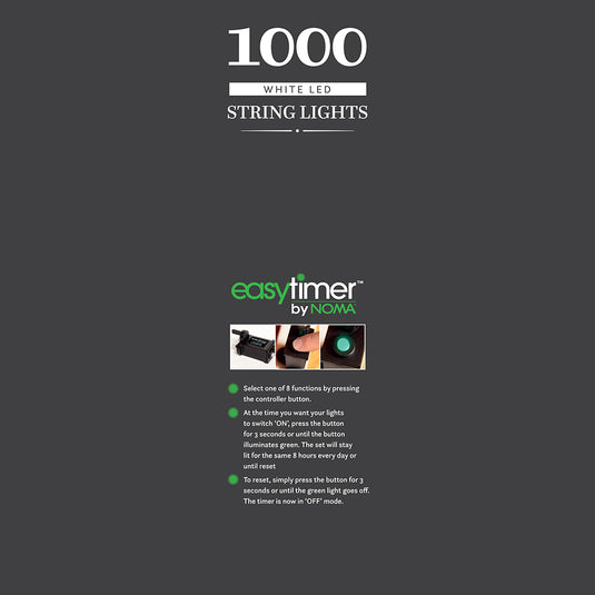 1000 White Multifunction String Lights With Green Cable
