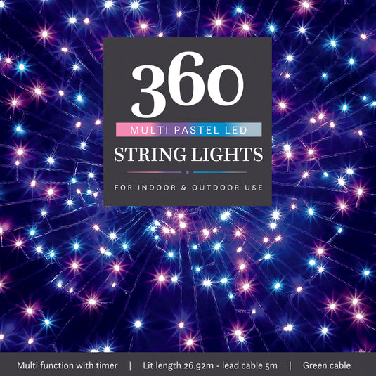 360 Pastel Multifunction String Lights with Green Cable