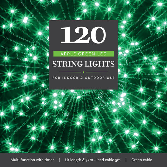 120 Green Multifunction String Lights With Green Cable