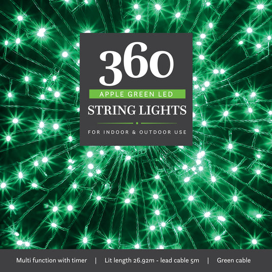 360 Green Multifunction String Lights With Green Cable