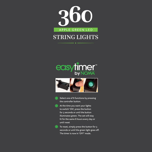 360 Green Multifunction String Lights With Green Cable