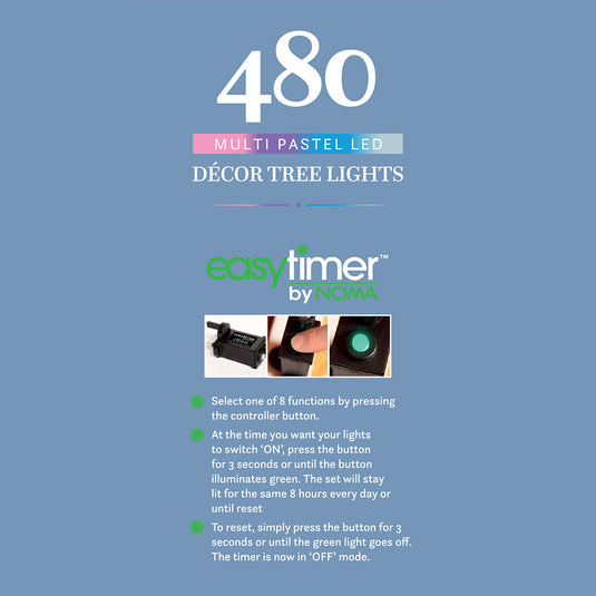 480 Pastel Multifunction Décor Tree Lights with Green Cable