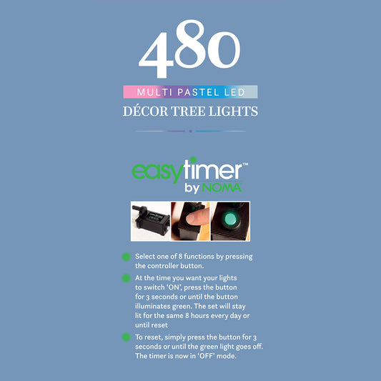 480 Pastel Multifunction Décor Tree Lights with Green Cable