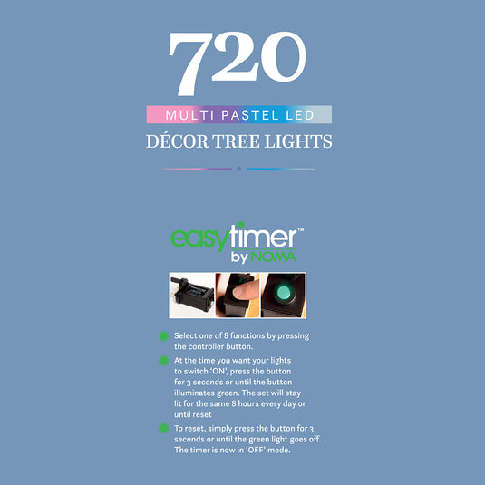 720 Pastel Multifunction Décor Tree Lights with Green Cable