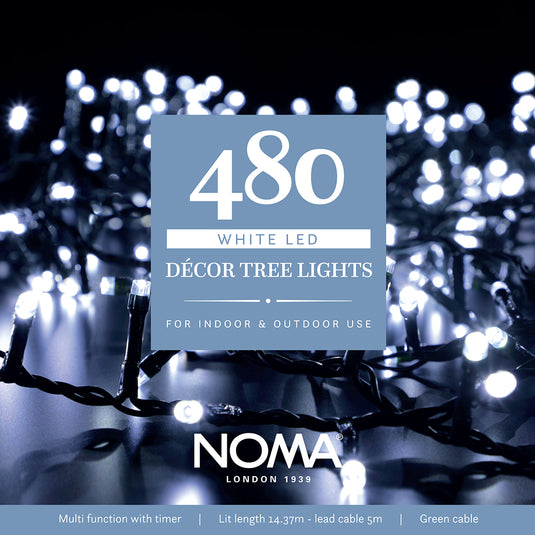 480 White Multifunction Décor Tree Lights with Green Cable