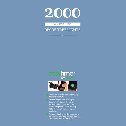 2000 White Multifunction Décor Tree Lights With Green Cable