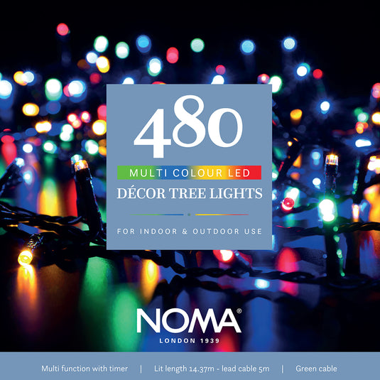 480 Multicolour Multifunction Décor Tree Lights with Green Cable