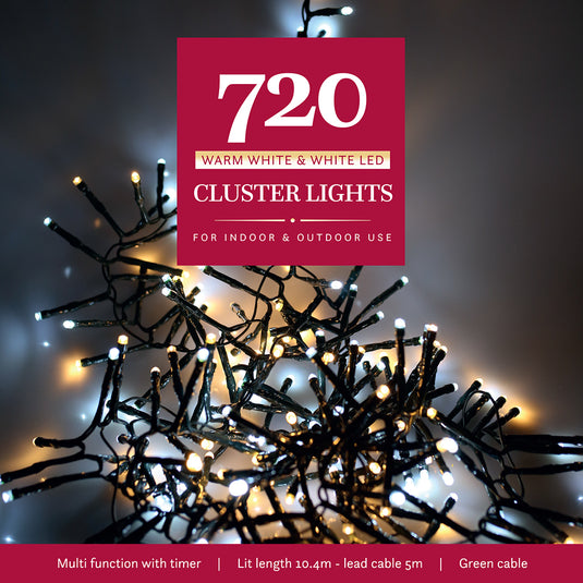 720 White/Warm White Multifunction Cluster Lights with Green Cable