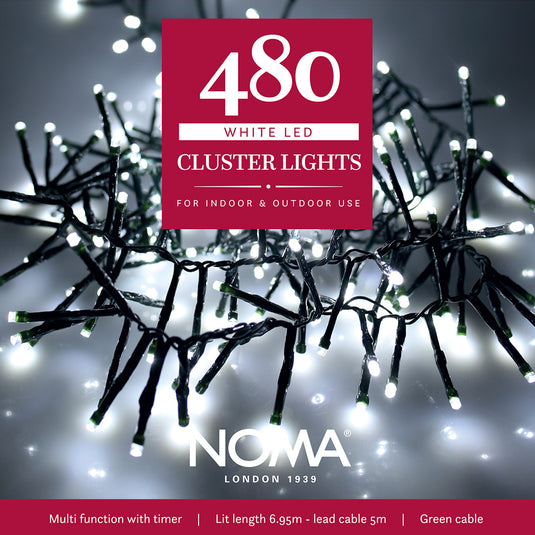 480 White Multifunction Cluster Lights with Green Cable