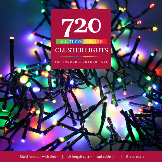 720 Multicolour Multifunction Cluster Lights with Green Cable