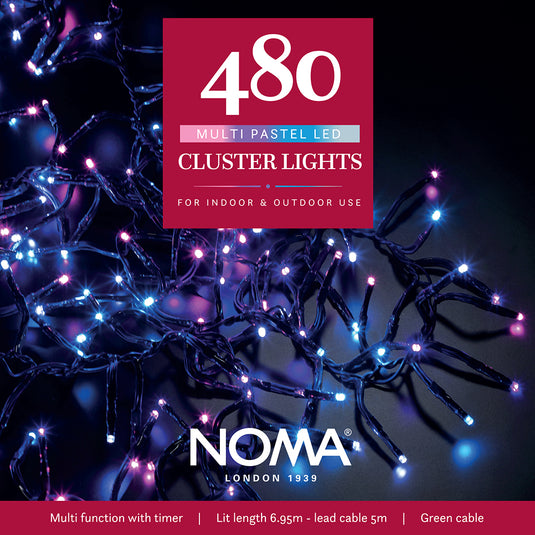 480 Pastel Multifunction Cluster Lights with Green Cable