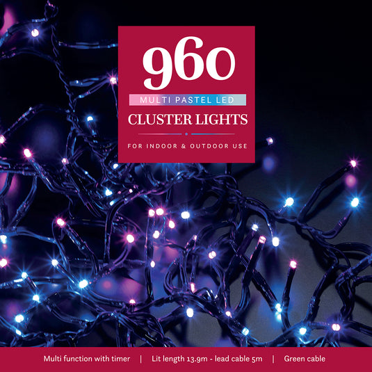 960 Pastel Multifunction Cluster Lights with Green Cable