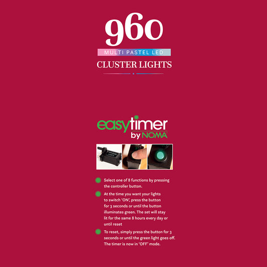 960 Pastel Multifunction Cluster Lights with Green Cable