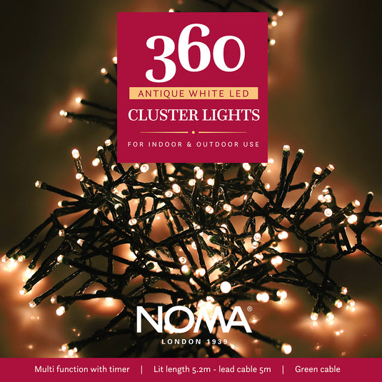 360 Antique White Multifunction Cluster Lights With Green Cable