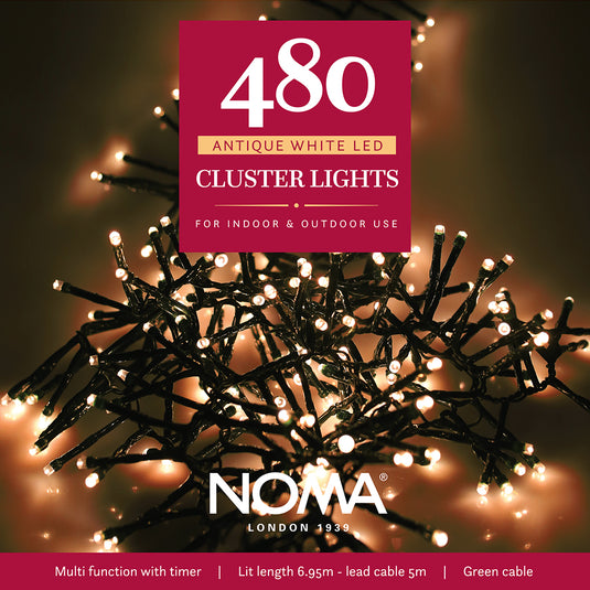 480 Antique White Multifunction Cluster Lights with Green Cable