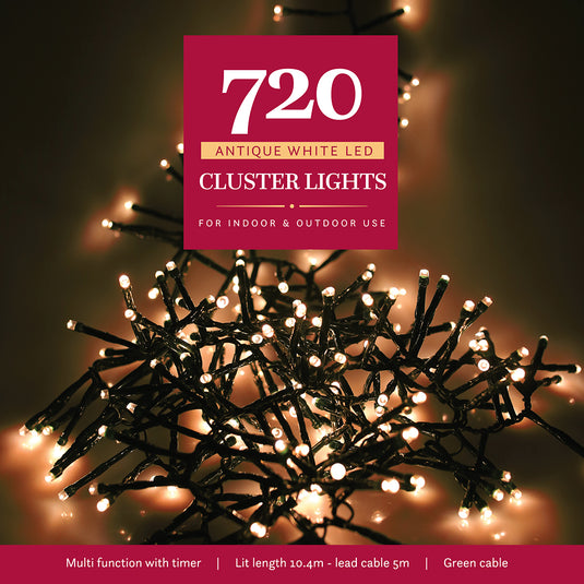 720 Antique White Multifunction Cluster Lights with Green Cable