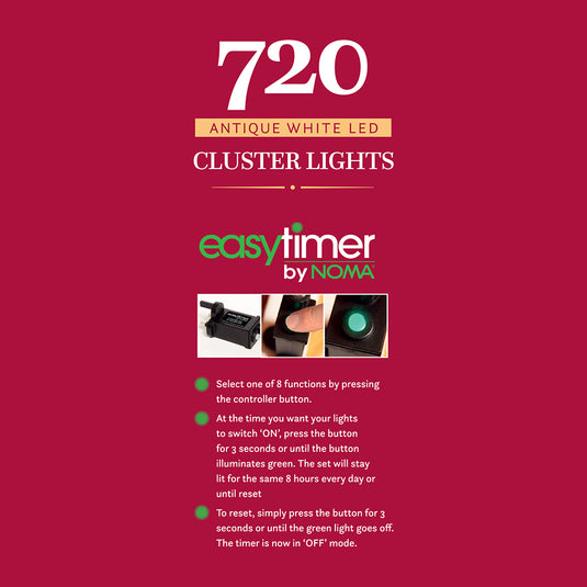 720 Antique White Multifunction Cluster Lights with Green Cable