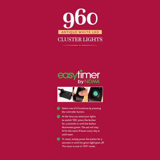 960 Antique White Multifunction Cluster Lights with Green Cable