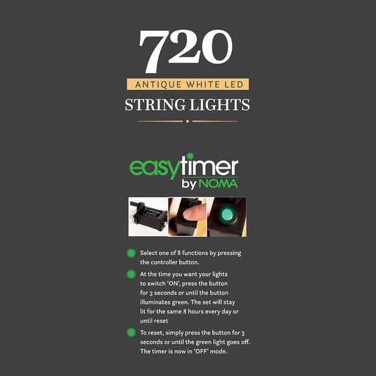 720 Antique White Multifunction String Lights with Green Cable