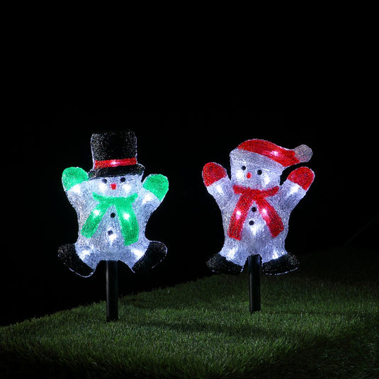 Set of 2 Acrylic Snowmen Stakes