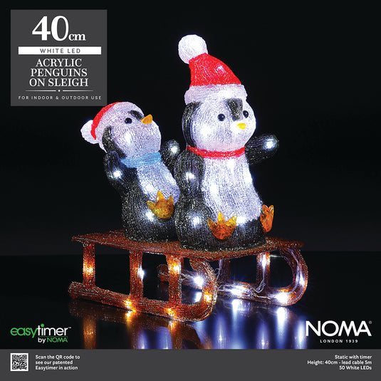 Acrylic Penguins On Sleigh